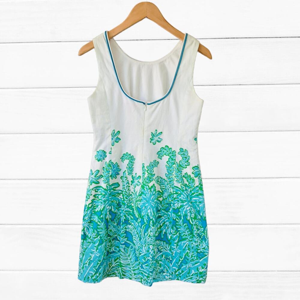 Lilly Pulitzer Carlow Shift Mini Dress Size 6 Resort White Palm Party Blue - Picture 12 of 12
